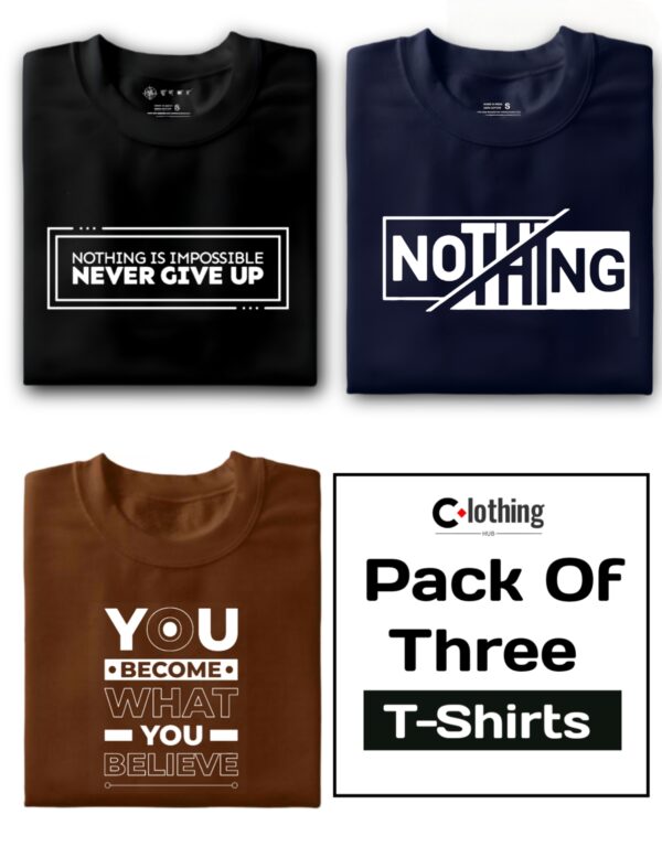 Nothing is impossible never give up : Black & Nothing : Navy Blue & You become what you believe : Coffee