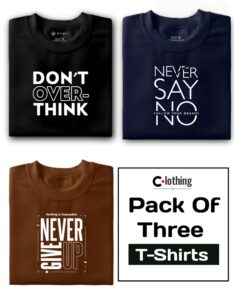 Don’t over think : Black & Never say no hollow your dreams : Navy Blue & Nothing is impossible never give up : Coffee