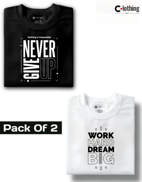 Nothing is impossible never give up : Black & Work hard dream big : White combo pack